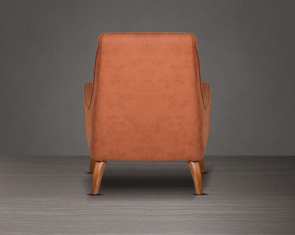 1 seater sofa upholstered in fabric in modern classic design with back view