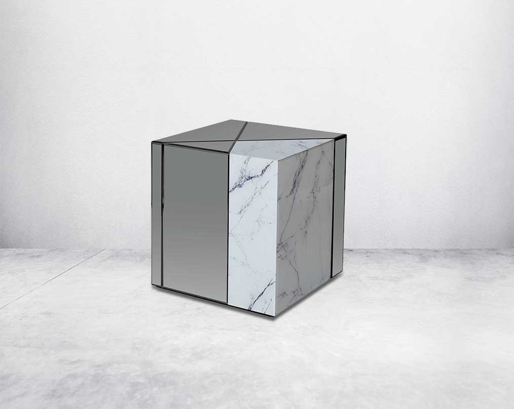 This end table stands as a piece of modern art with functionality