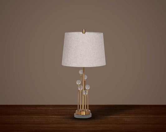 Table lamp sliver colour  with crystal and bronze nickel base with translucent fabric shade