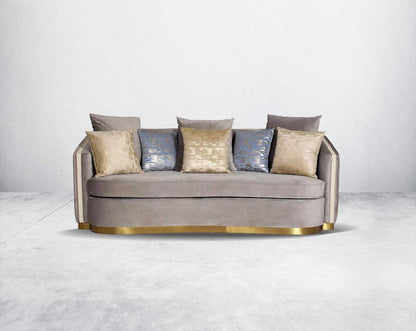 This 3  sofa set is an elegant statement piece with clean lines softened by subtle curves. Vertical channel quilting is an outstanding design detail on this sofa.