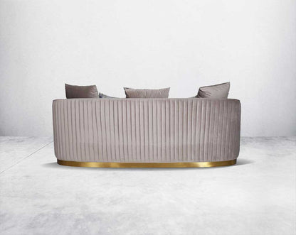 This 3  sofa set is an elegant statement piece back with clean lines softened by subtle curves. Vertical channel quilting is an outstanding design detail on this sofa.