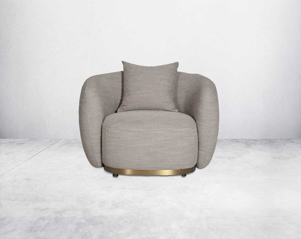 this 1 luxurious sofa set with a contemporary feel, it glams up with an extremely attractive look Upholstered in high-quality fabric, this modern sofa sits upon a gold-plated stainless steel metal base front view