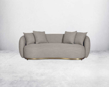 This 3 luxurious sofa set with a contemporary feel, it glams up with an extremely attractive look Upholstered in high-quality fabric, this modern sofa sits upon a gold-plated stainless steel metal base front view