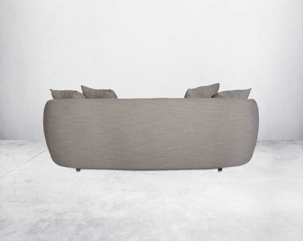 This 3 luxurious sofa set with a contemporary feel, it glams up with an extremely attractive look Upholstered in high-quality fabric, this modern sofa sits upon a gold-plated stainless steel metal base back view