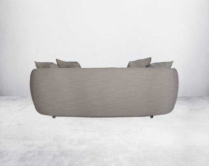 This 3 luxurious sofa set with a contemporary feel, it glams up with an extremely attractive look Upholstered in high-quality fabric, this modern sofa sits upon a gold-plated stainless steel metal base back view