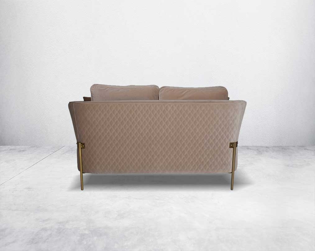 This 2 seater sofa set is an elegant statement piece with clean lines softened by subtle curves  2 cushions to compliment back view