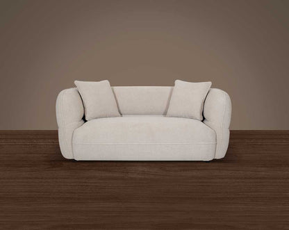 This sofa set with pillow and white colour is an embodiment of modern elegance with clean lines softened by subtle curves.