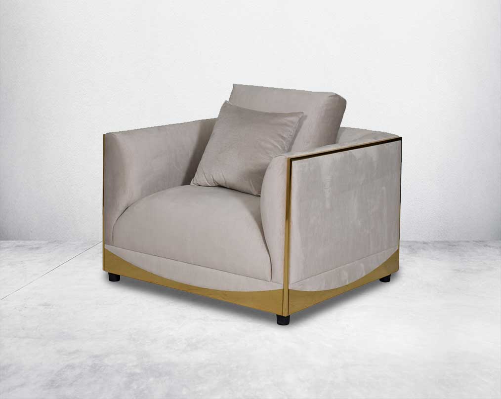 This 1 sofa set is an elegant statement piece with clean lines softened by subtle curves.