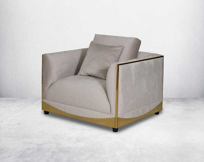 This 1 sofa set is an elegant statement piece with clean lines softened by subtle curves.