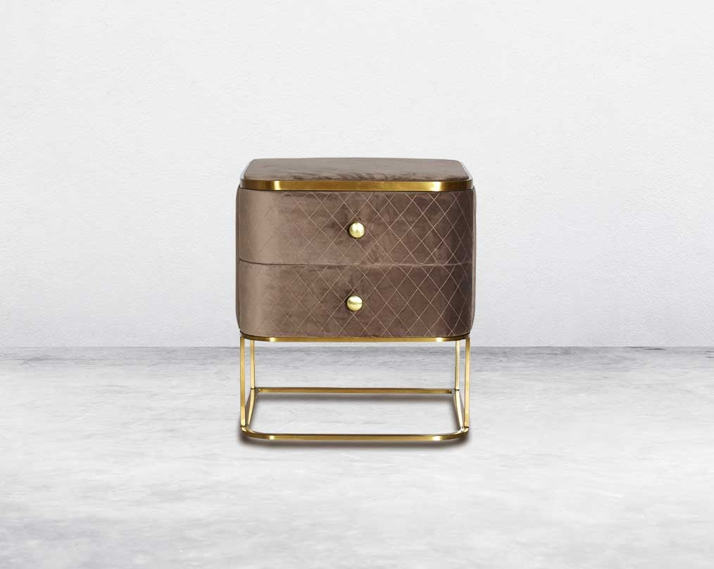 bedside table comes with 2 drawers, matt gold base with front look