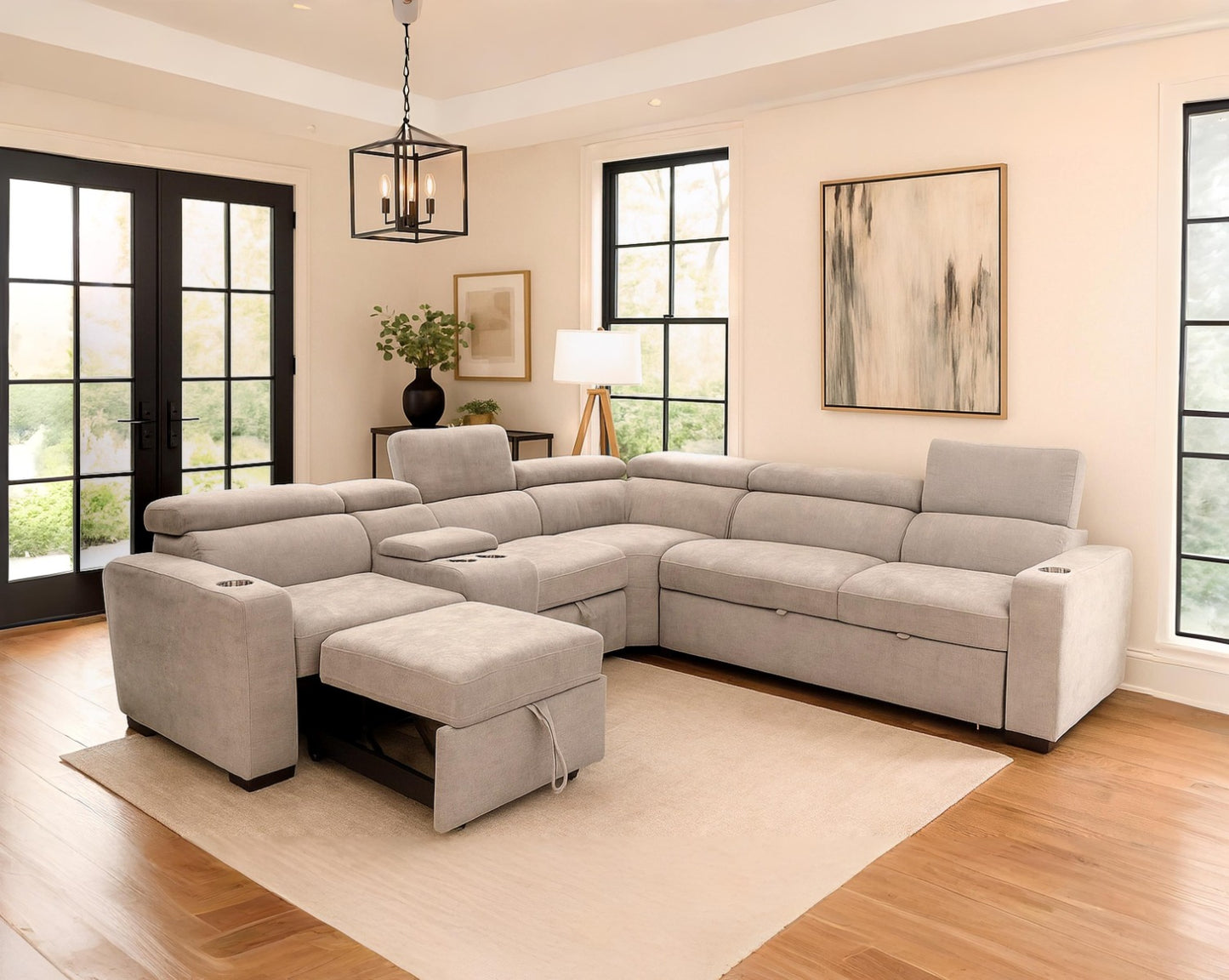Basilio Fabric Sectional Sofa Cum Bed