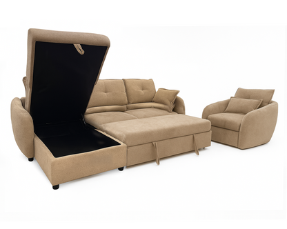 Camilo Fabric Sectional Sofa Cum Bed