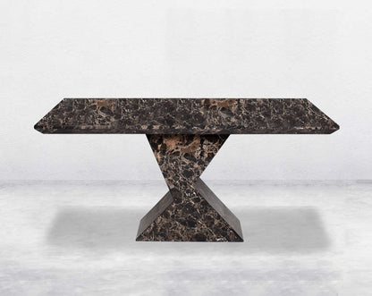 8 Seater rectangular marble dining table with front view.