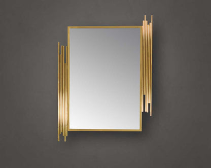 "Wall mirror with stainless steel border with gold finish in opulent & modern style. "