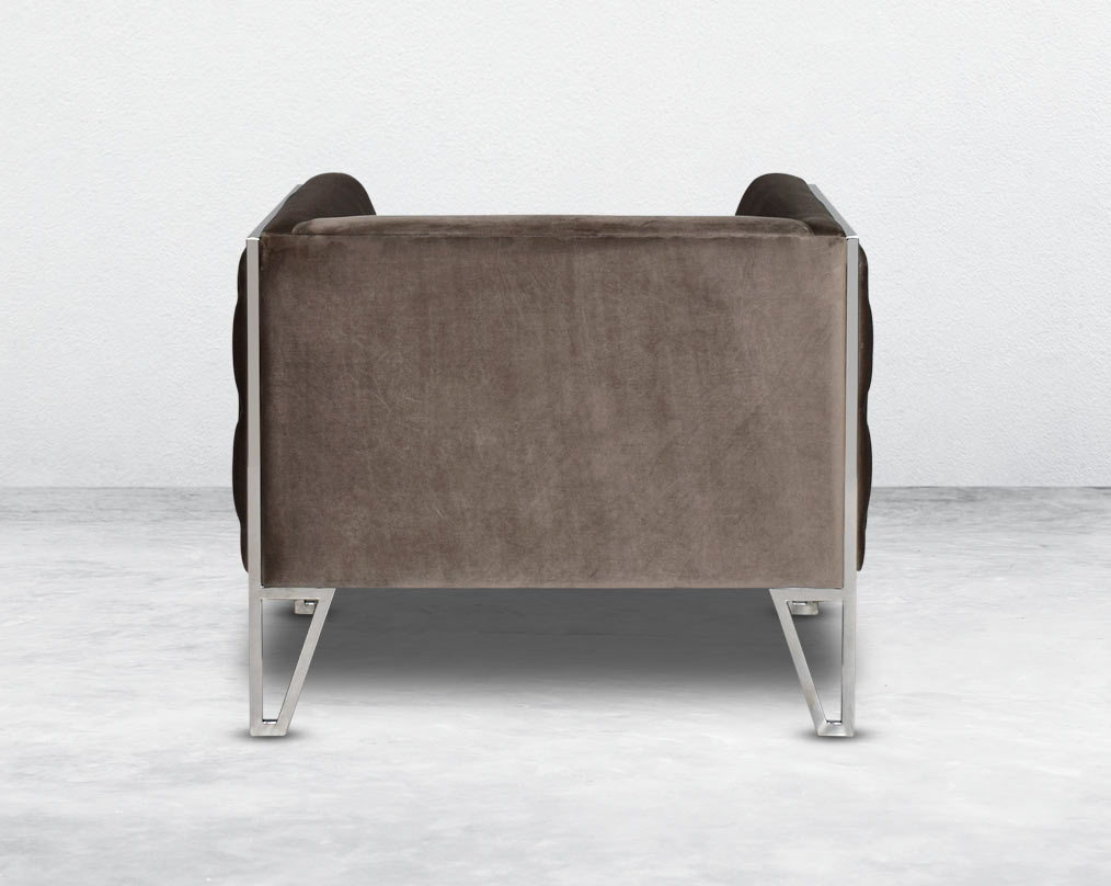 This 1 seater sofa set is the perfect addition to any living space looking to add a modern classic feel. Crafted beautifully with high polished stainless steel geometric legs and upholstered in luxurious velvet