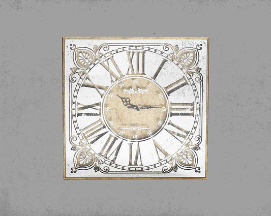 Wall Clock in antique champagne mirror finish with roman numerals Wall Clock in antique champagne mirror finish with roman numerals.