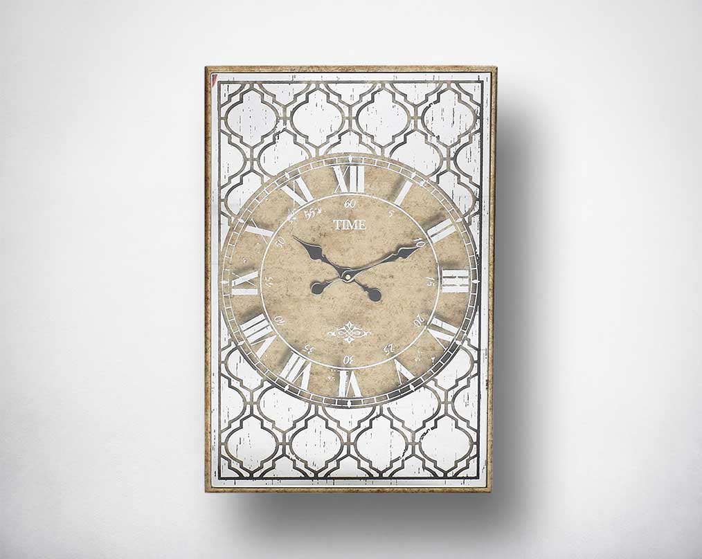 Wall Clock in antique champagne mirror finish with roman numerals.