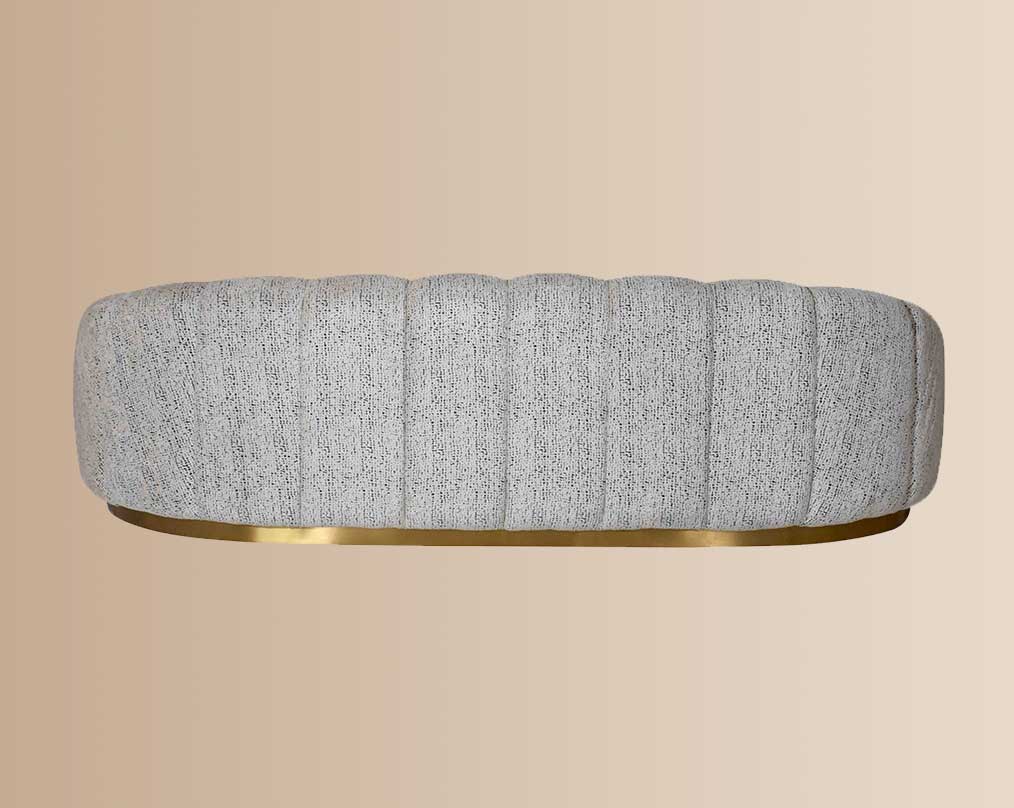 This 3 beautiful fabric sofa features vertical channel quilting with an outstanding design back view