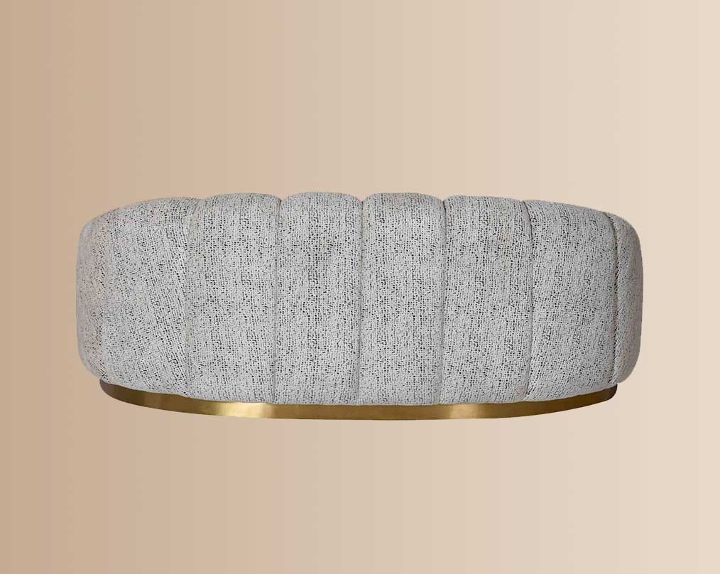 This 2 beautiful fabric sofa features vertical channel quilting with an outstanding design back view