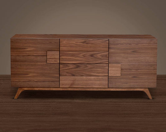 Buffet/Cabinet in natural walnut in sleek contemporary design front view