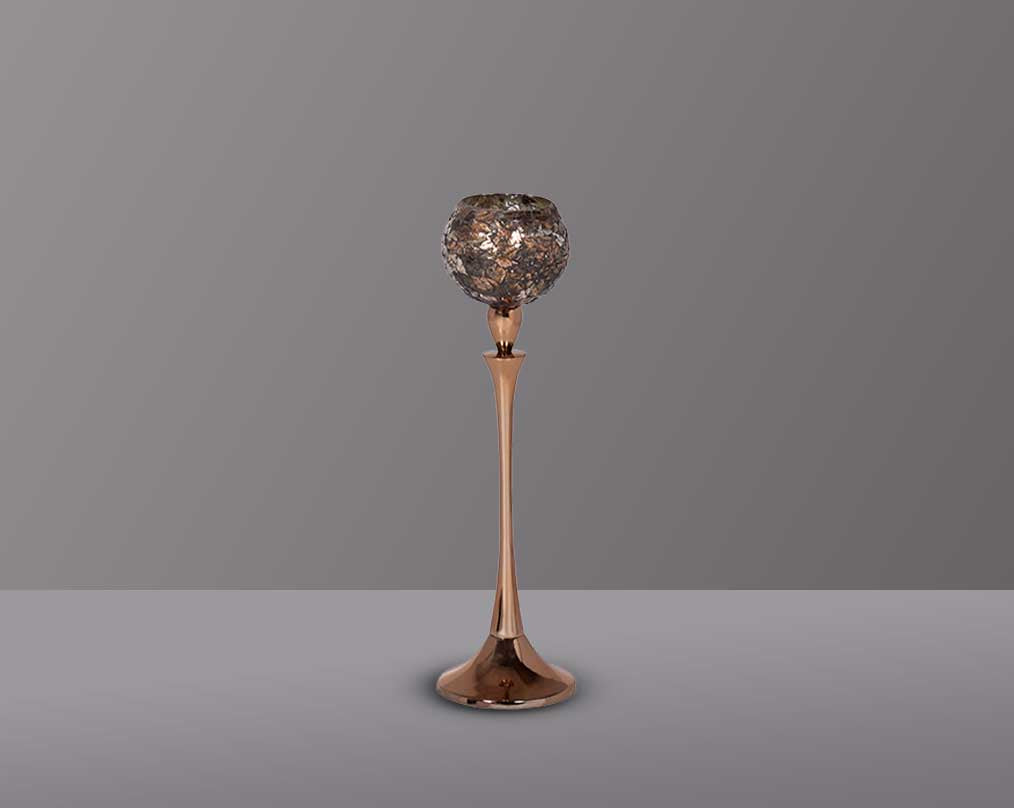 Platinum gold mosaic aluminum goblet t-lite holder - medium