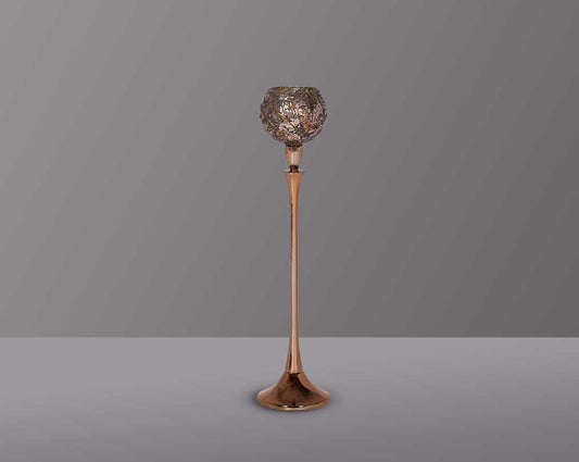 Platinum gold mosaic aluminum goblet t-lite holder - large