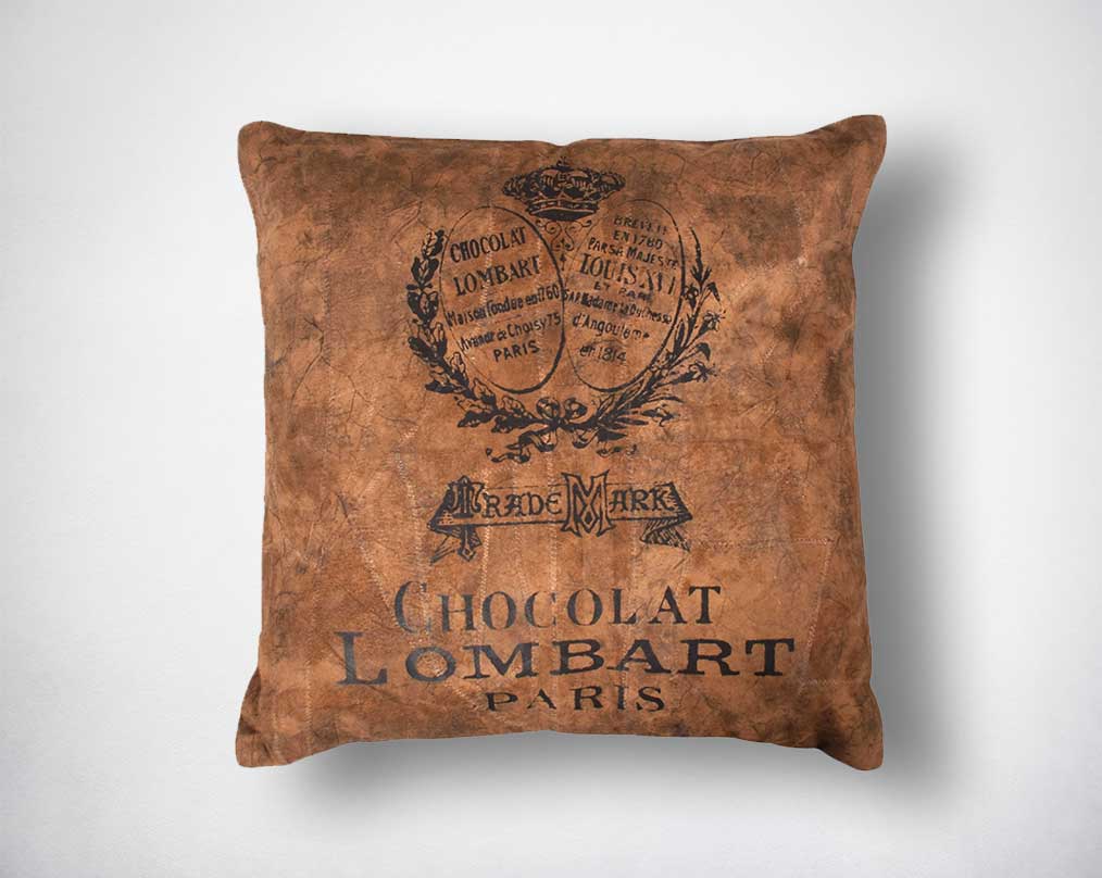 luxury leather pillow with text Brown color