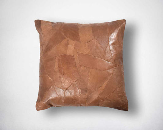 Patched sheep napa cushion.