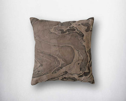 Grey leather cushion with marble design/foil.