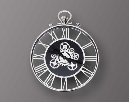 Nickel round wall clock in roman numerals