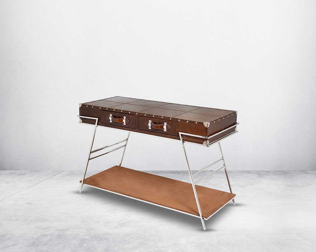  Luxury Console Table with two drawer with side view 