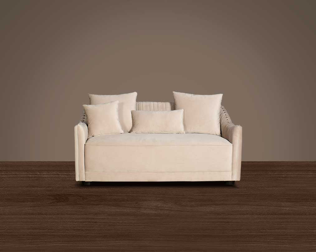This 2 sofa is a sensory experience of luxurious relaxation and esoteric design. With a curvilinear silhouette, it features rich fabric upholstery on wooden frame conjuring the right sensations of comfort and inevitable luxury.