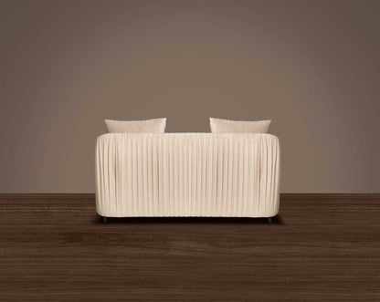 This 2 sofa back with is a sensory experience of luxurious relaxation and esoteric design. With a curvilinear silhouette, it features rich fabric upholstery on wooden frame conjuring the right sensations of comfort and inevitable luxury.