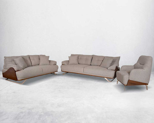 3+2 seater sofa upholstered in fabric in modern classic design