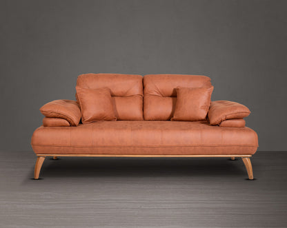 2 seater sofa upholstered in fabric in modern classic design with 2 cushions