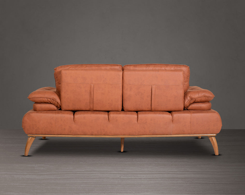 3 seater sofa upholstered in fabric in modern classic design with back view.