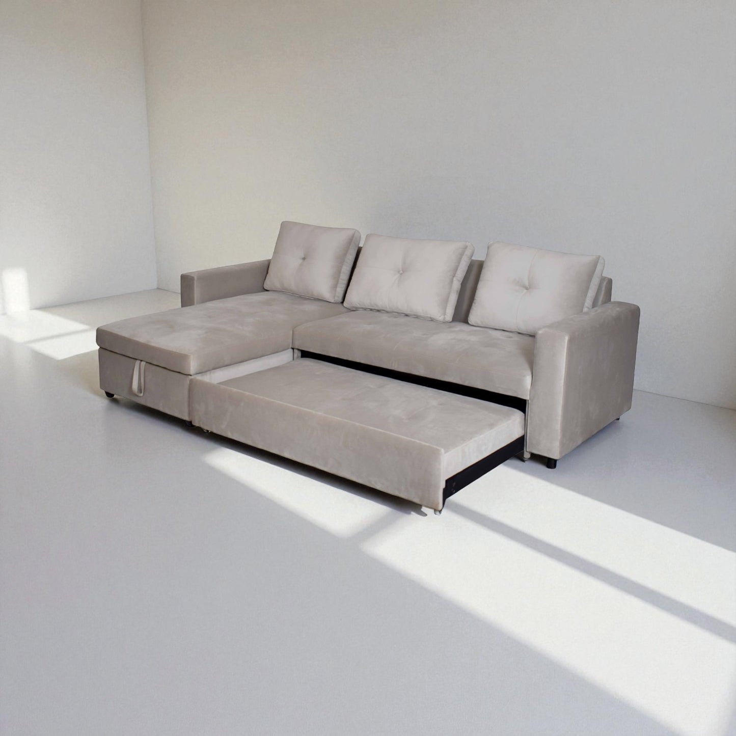 Eladio Fabric Sectional Sofa Cum Bed