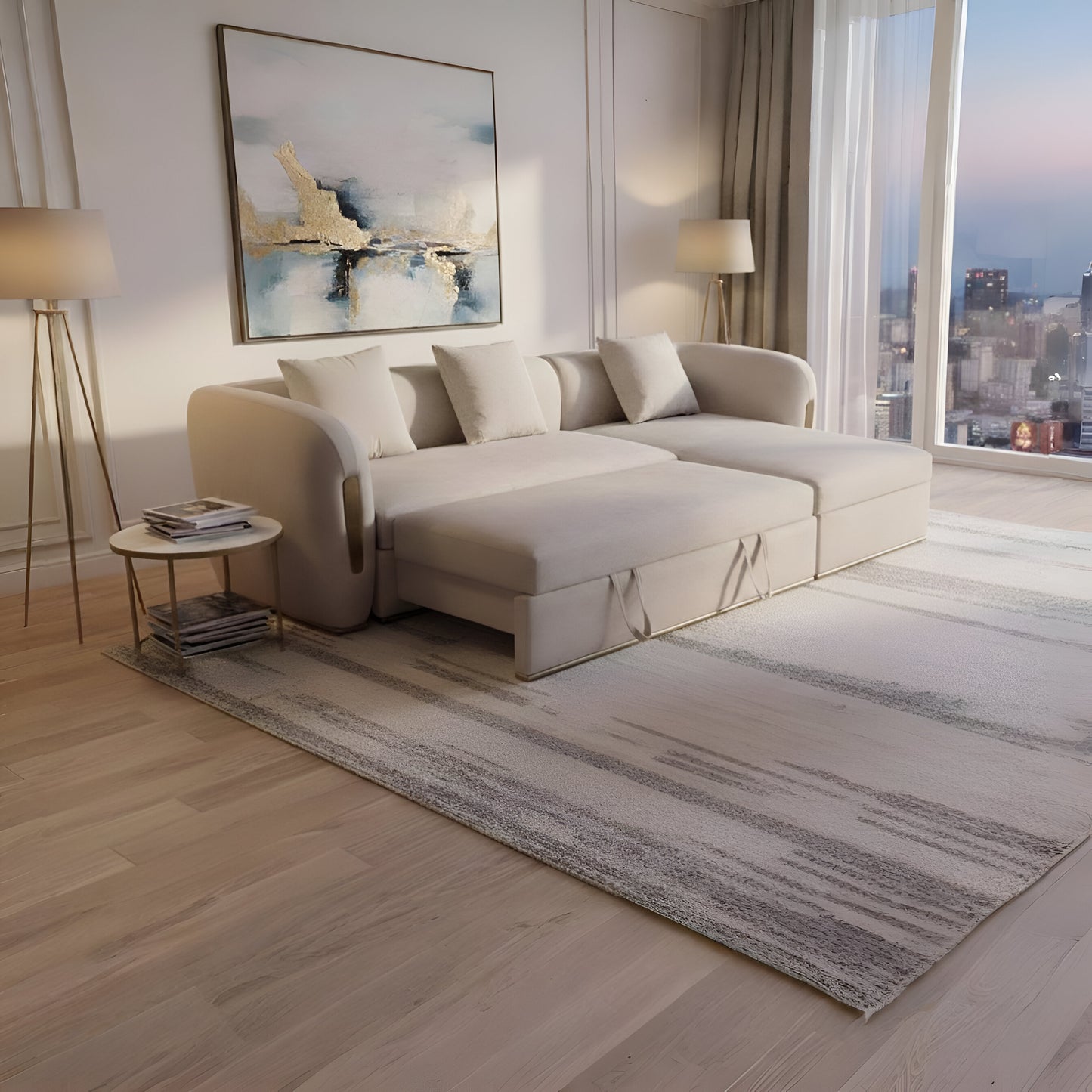 Armando Fabric Sectional Sofa Cum Bed