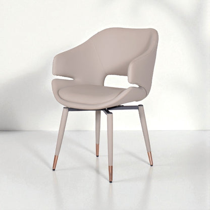 Beige chair with metallic legs on a white background