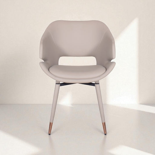 Modern chair with a beige seat and backrest on a white background