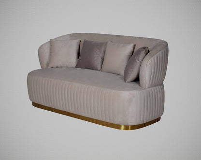 This 2 sofa set is an elegant statement piece with clean lines softened by subtle curves. Vertical channel quilting is an outstanding design detail on this sofa.