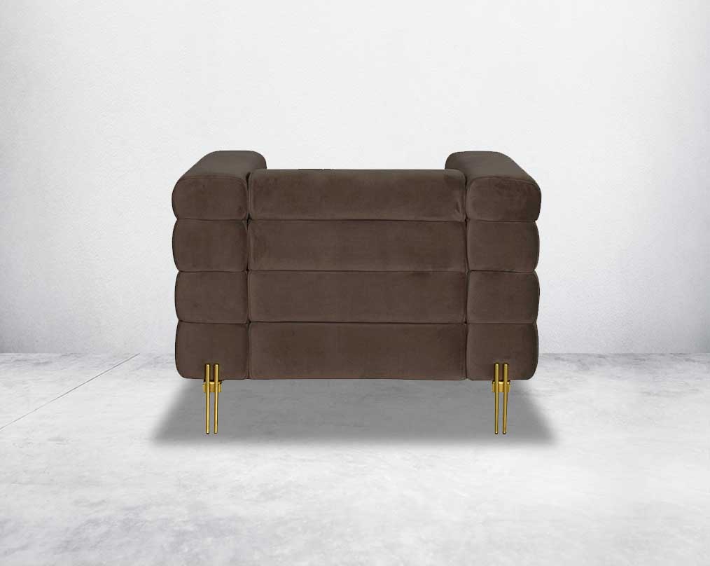 "This gorgeous neo-classic 1 seater sofa is upholstered in velvet fabric and comes with back view