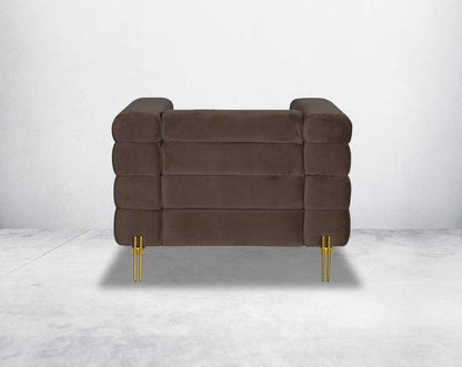 "This gorgeous neo-classic 1 seater sofa is upholstered in velvet fabric and comes with back view