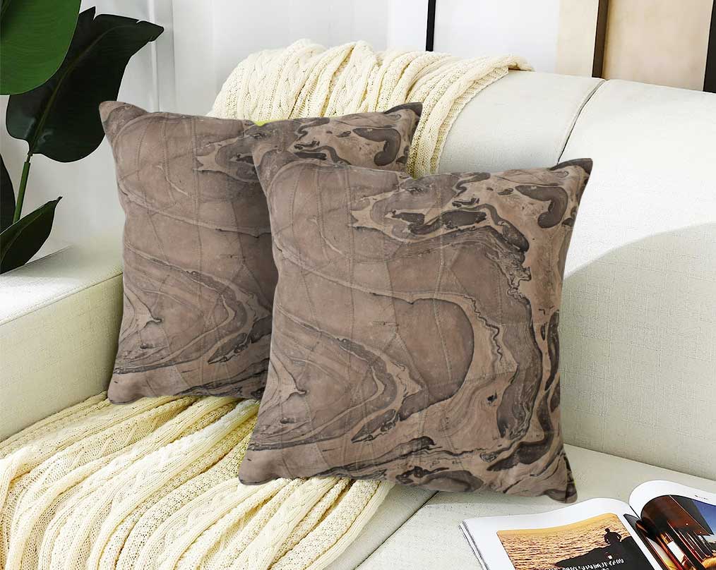 Grey leather cushion with sofa  marble design/foil.
