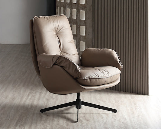 This sumptuous Leisure chair with an armrest is upholstered in faux leather with a high-density sponge side view
